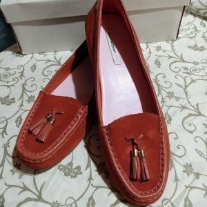 Isaac Mizrahi Live! Suede Leather Penny Loafers Color Paprika 8.5M